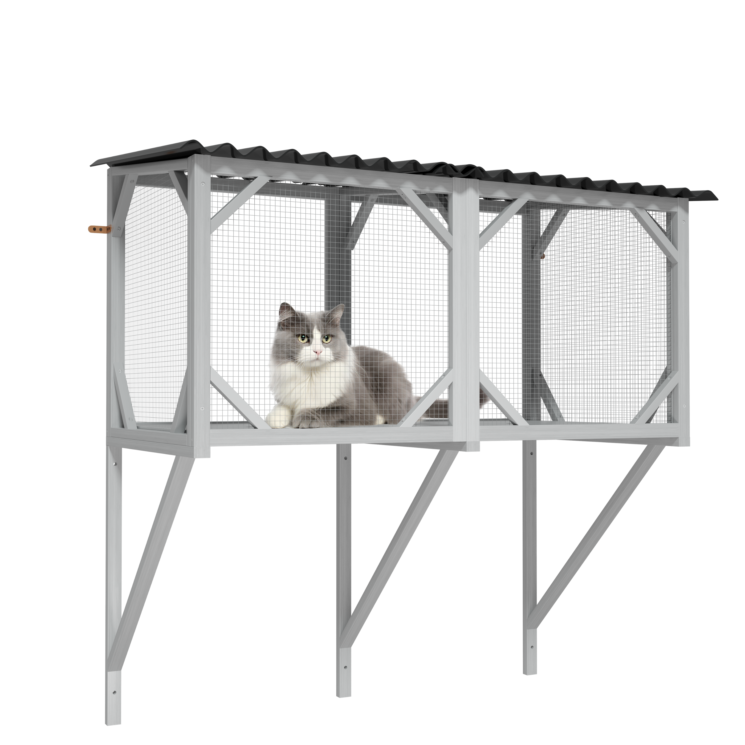 Alt View 5. Glintex - Cat Window Box, Outdoor Cat Enclosure with Bug Proof Net for Sunbathing,  Window Perch for Large Indoor Cats.