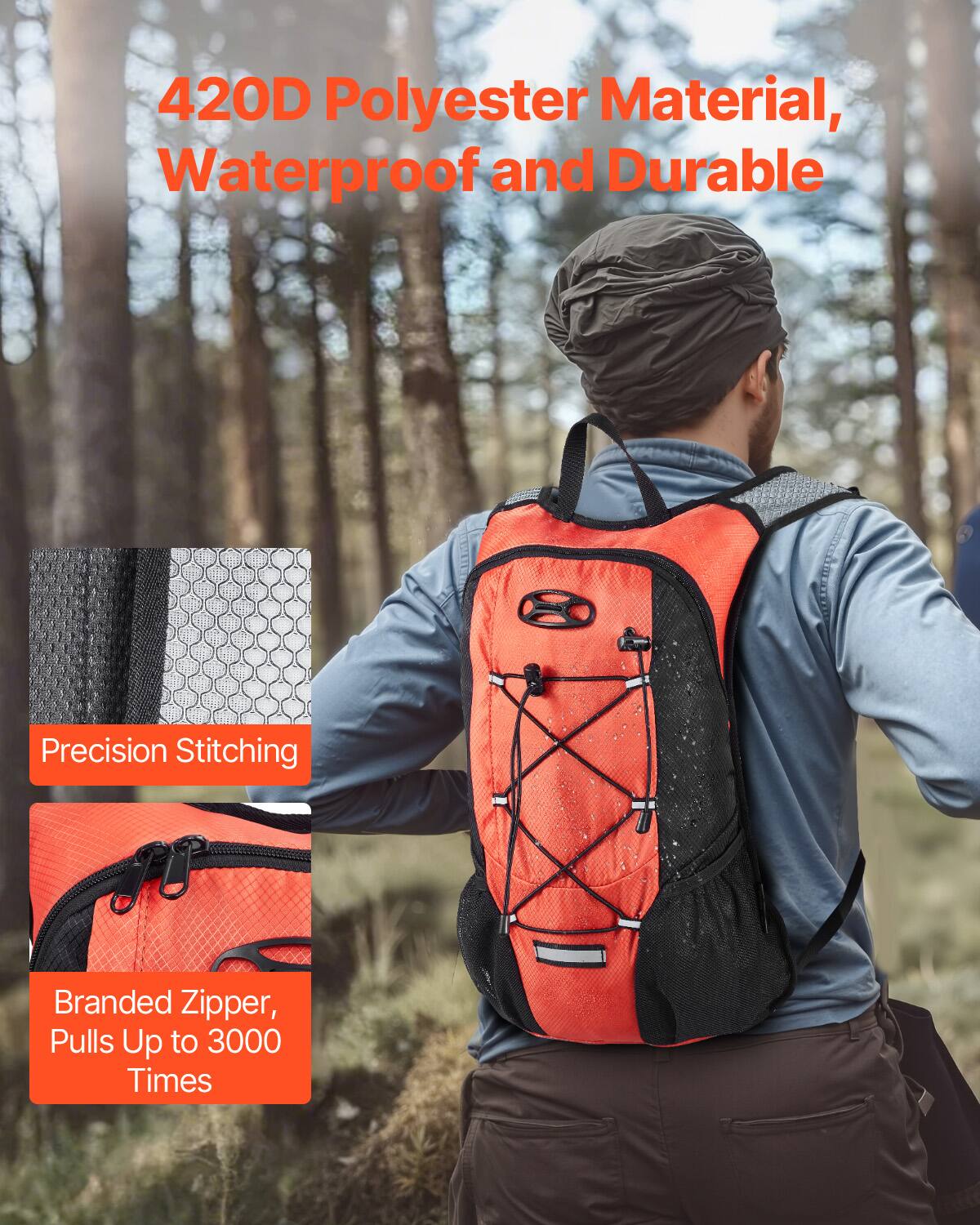 420D Polyester Material, Waterproof and Durable

Precision Stitching

Branded Zipper, Pulls Up to 3000 Times