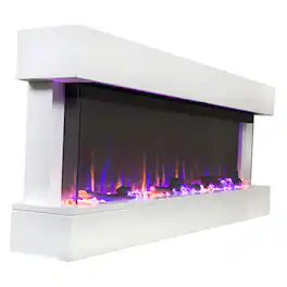 Touchstone Home Products - 50 in. Wall Mounted Chesmont 3-Sided Smart Electric Fireplace 1500W - White