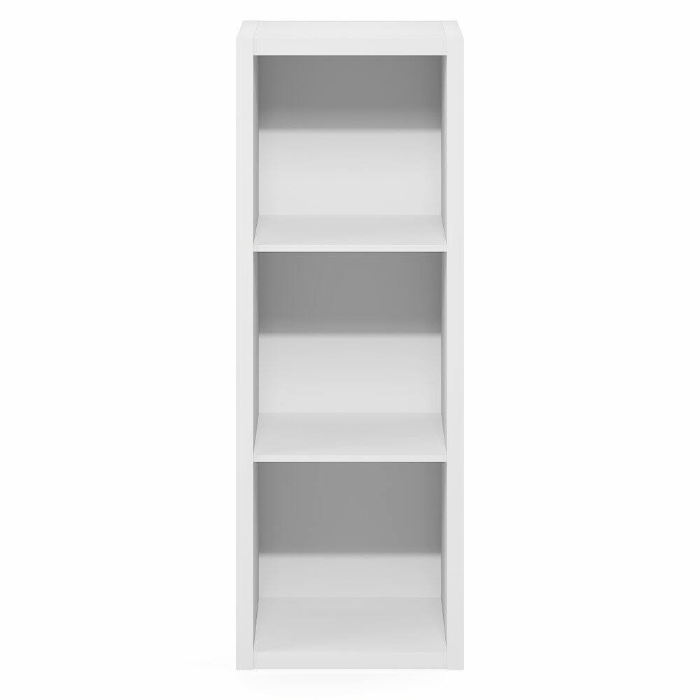 Left. Furinno - CUBICLE Book Shelf, 3-Cube Bookshelf, Bookcase, Reversible, Closed Back, Extra Thick Frame, 14.6 x 15.9 x 44 - White.