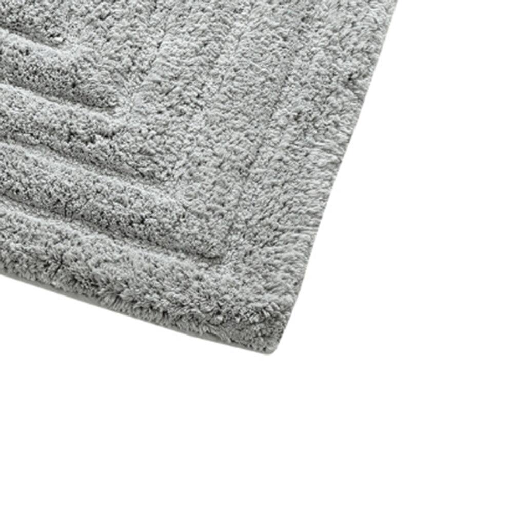 Back. Knightsbridge - Knightsbridge Stylish Cotton Bath Rug with Traditional Racetrack Design - Silver - Silver.