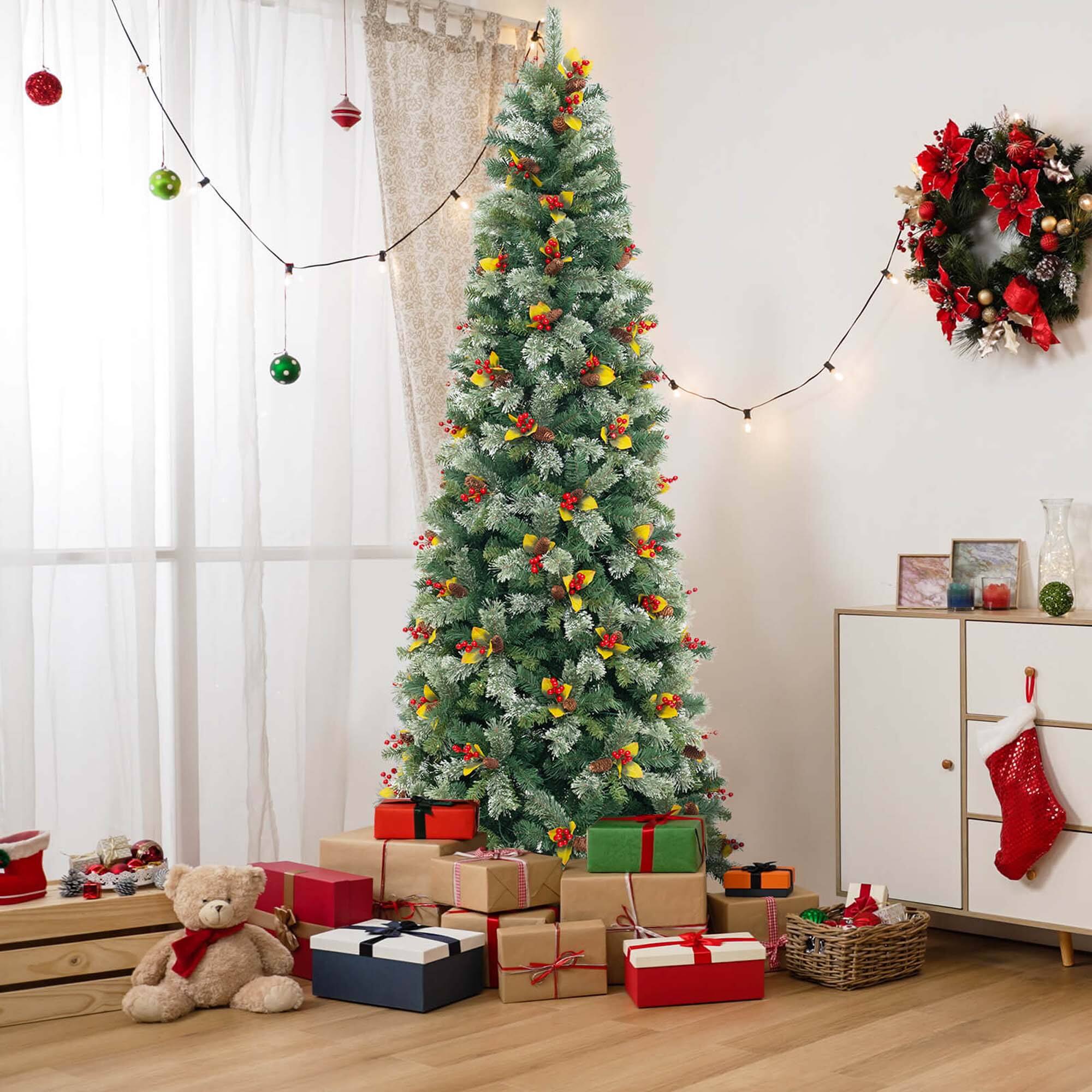 Alt View 1. Costway - Costway 9 FT Artificial Xmas Tree with 1416 Branch Tips 560 Warm White LED Lights - Green.