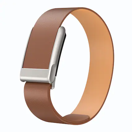 Front. Dteck - Leather Band for Whoop 5.0 One, Peak, Life/MG, Genuine Leather Durable Replacement Wristband Strap for Men Women - Brown.
