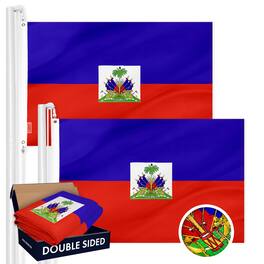 G128 - 2-Pack Haiti Flag 3x5 ft Double-Sided 210D Polyester with Brass Grommets - Assorted Colors
