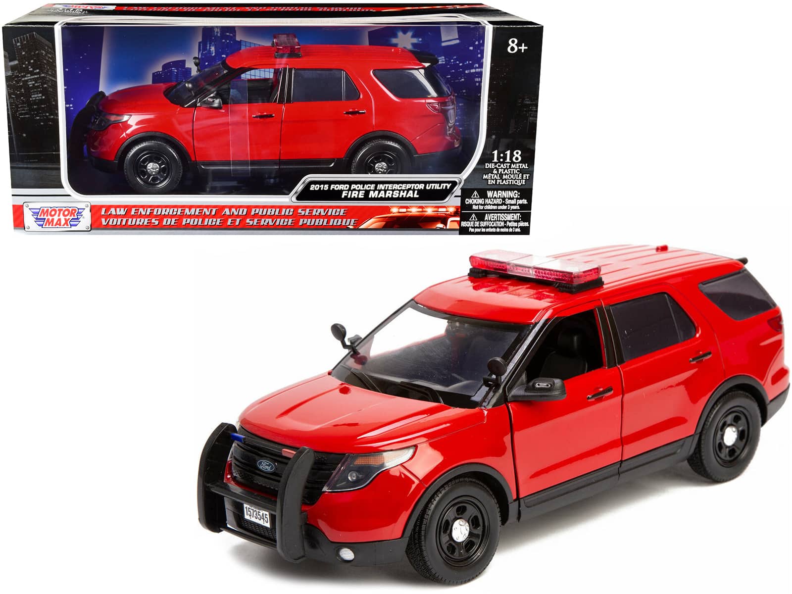 "2015 Ford Police Interceptor Utility ""Fire Marshal"" Plain Red 1/18 Diecast Model Car by Motormax" price history on PriceWatchPro