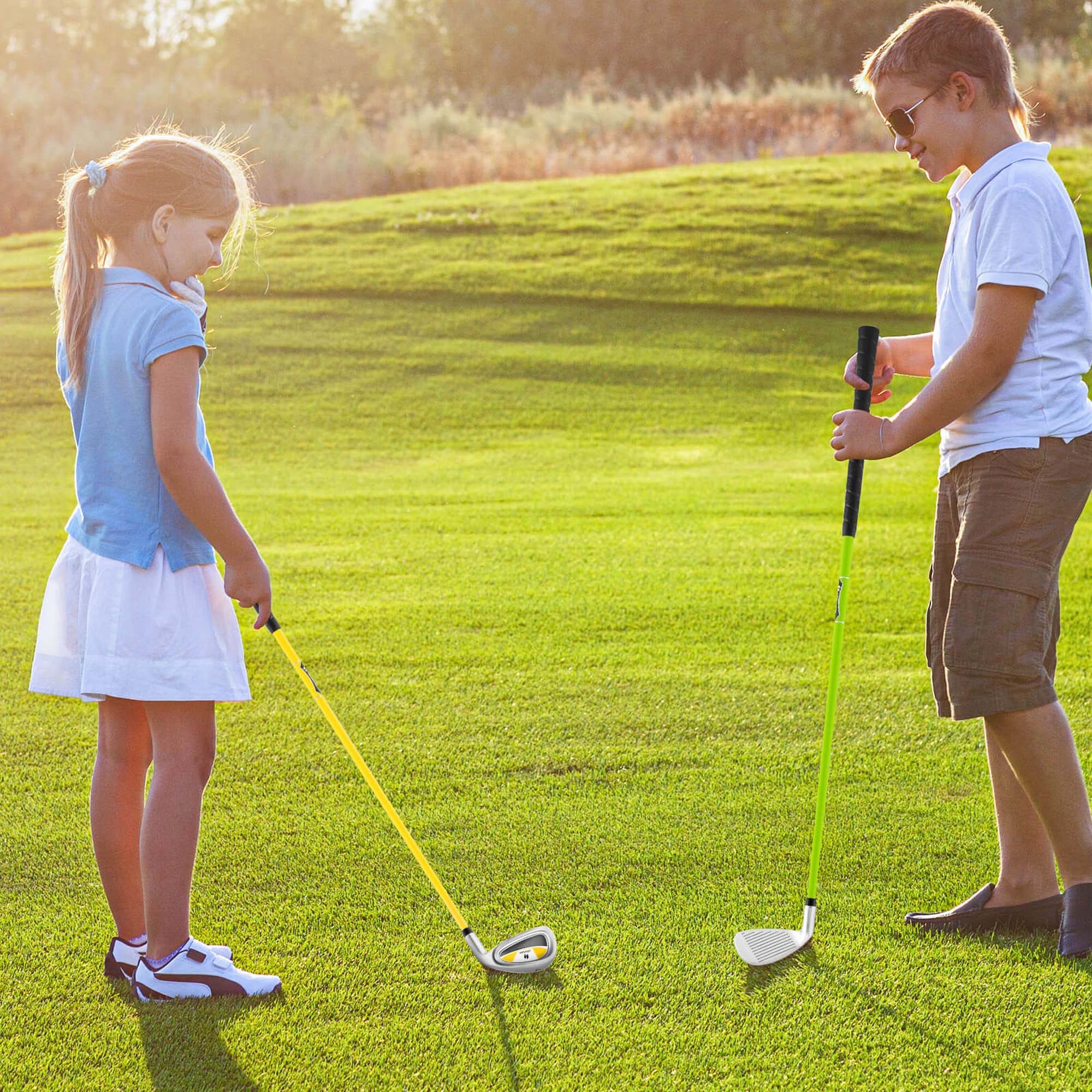 Alt View 3. Costway - Costway Junior #7 Iron for Kids with Fiberglass Shaft & Headcover Junior Practice Golf Club Green - Green.