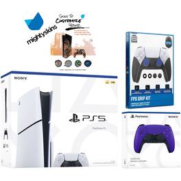 PlayStation 5 Slim Disc with Extra Controller, FPS Grip Kit and MightySkins Decal Voucher - PlayStation 5