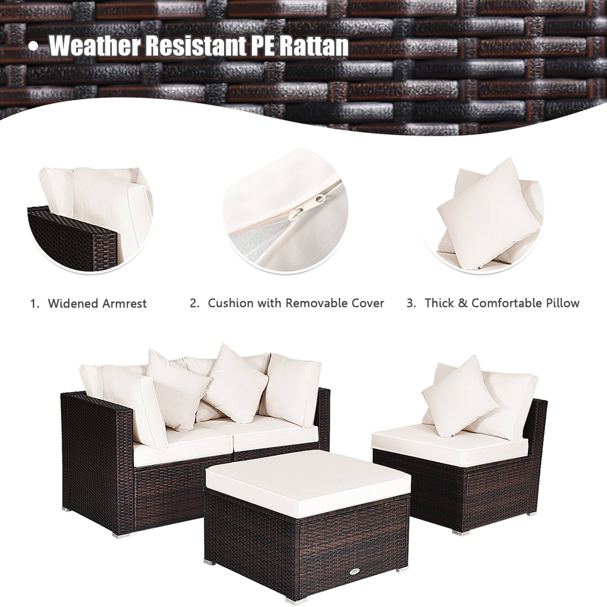 - Weather Resistant PE Rattan

1. Widened Armrest
2. Cushion with Removable Cover
3. Thick & Comfortable Pillow