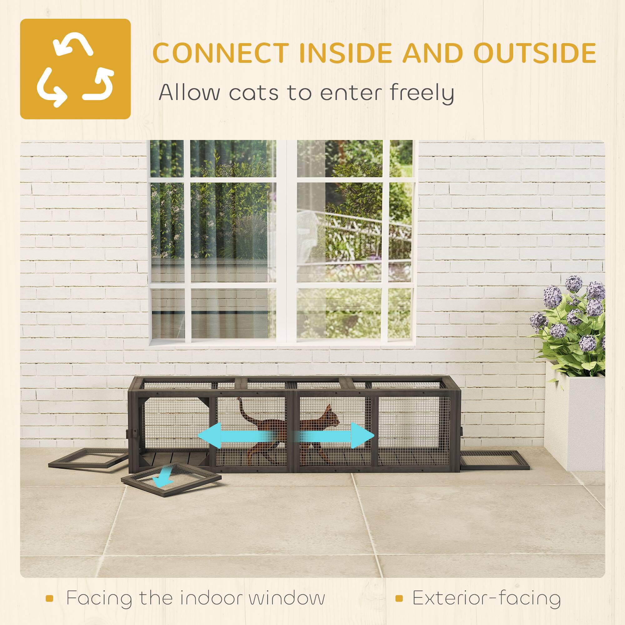 CONNECT INSIDE AND OUTSIDE  
Allow cats to enter freely

- Facing the indoor window
- Exterior-facing