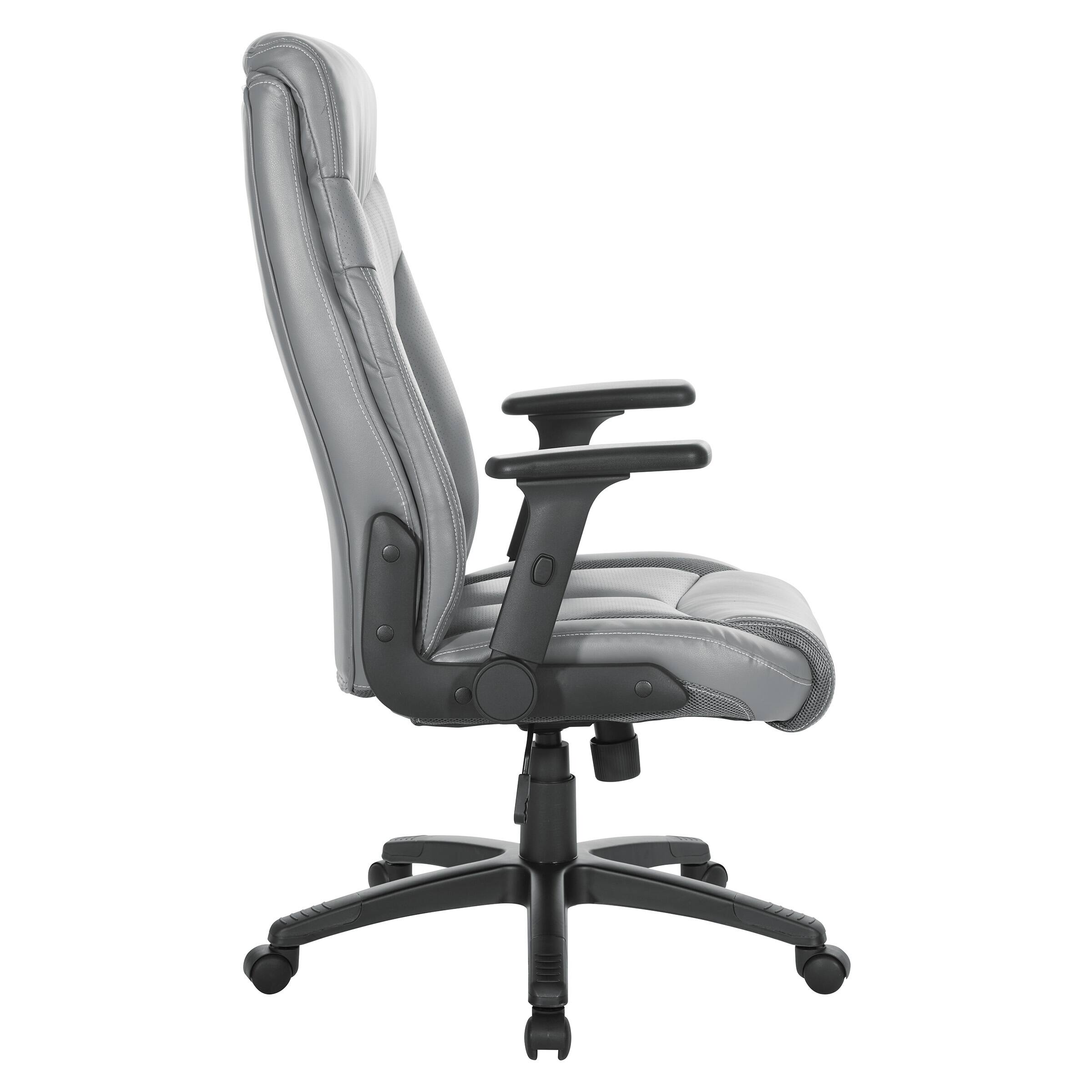 Left. Office Star Products - Exec Bonded Leather Office Chair - Charcoal.