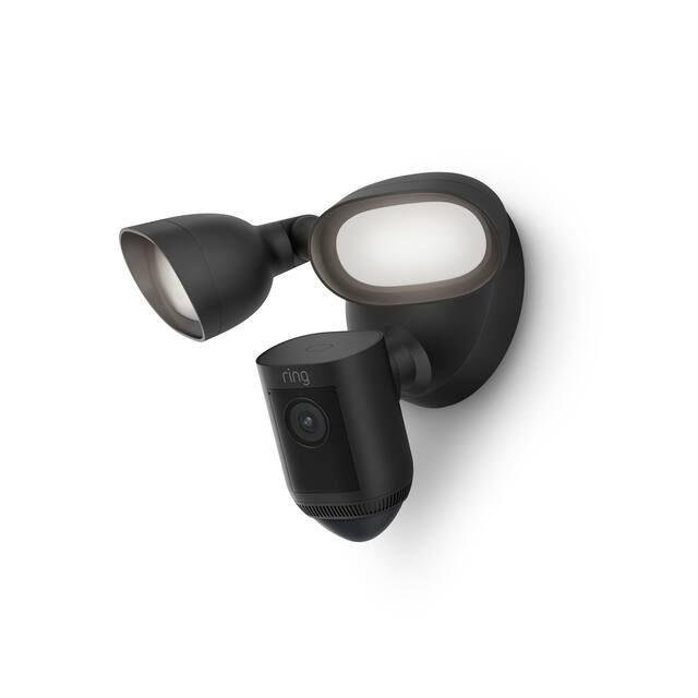 Floodlight Cam Pro with 2K Video and Ring Vision, 2 LED Lights, Dual Band Wi-Fi, and 3D Motion Detection - Black