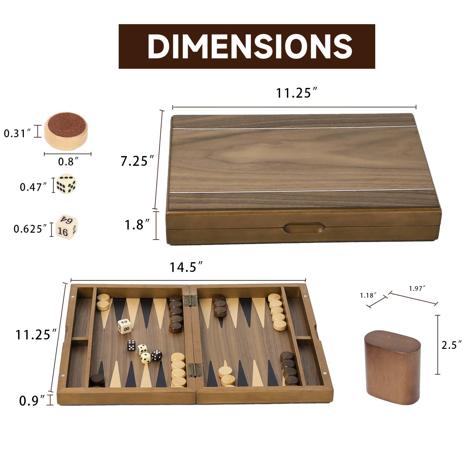 DIMENSIONS
11.25"
0.31"
0.8"
7.25"
0.47"
64
0.625"
16
1.8"
14.5"
1.18"
1.97"
11.25"
8
2.5"
0.9"