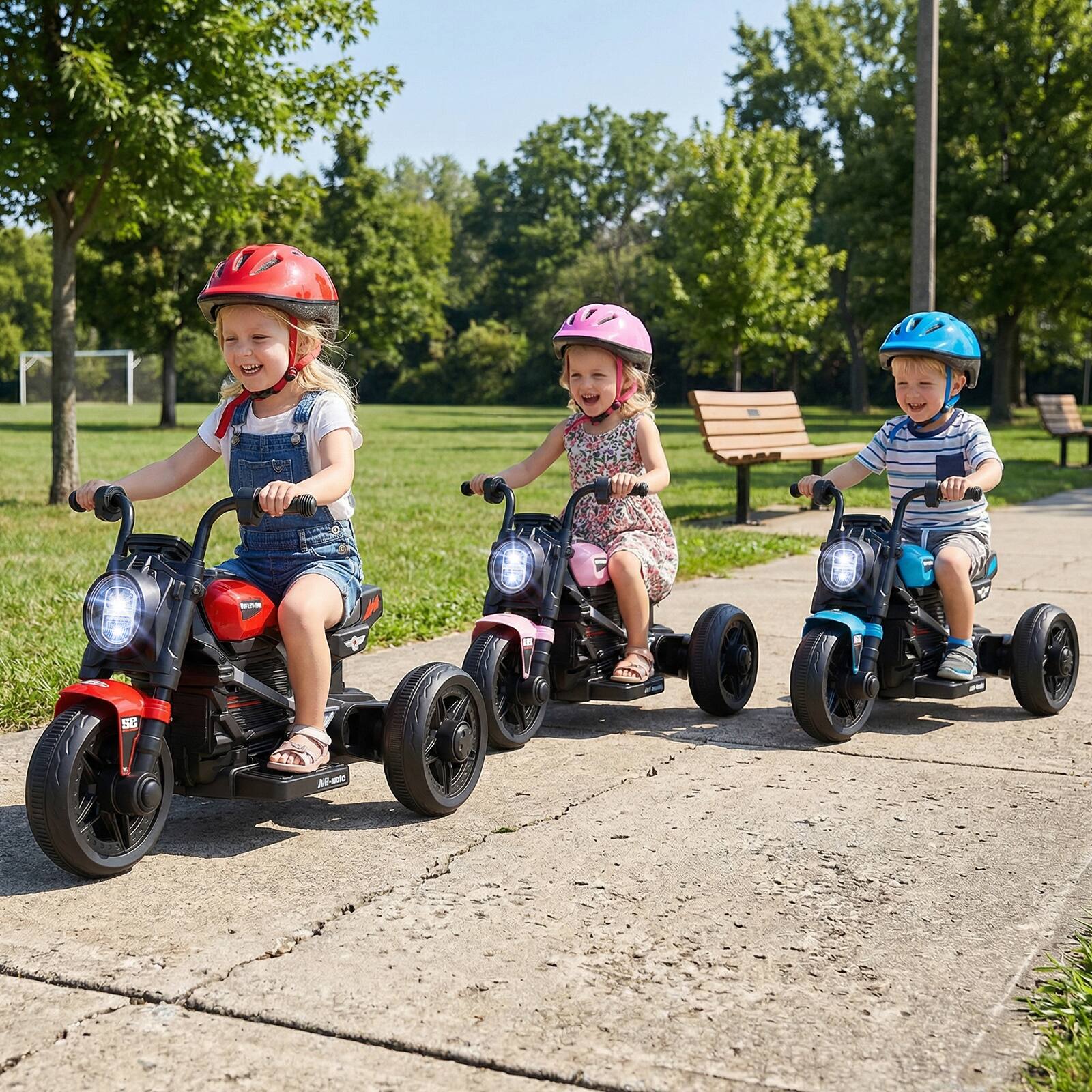 Alt View 3. Gymax - Gymax 6V Kids Motorcycle w/Song Story LED Headlights Accelerator Pedal & 3 Wheels Red - Red.