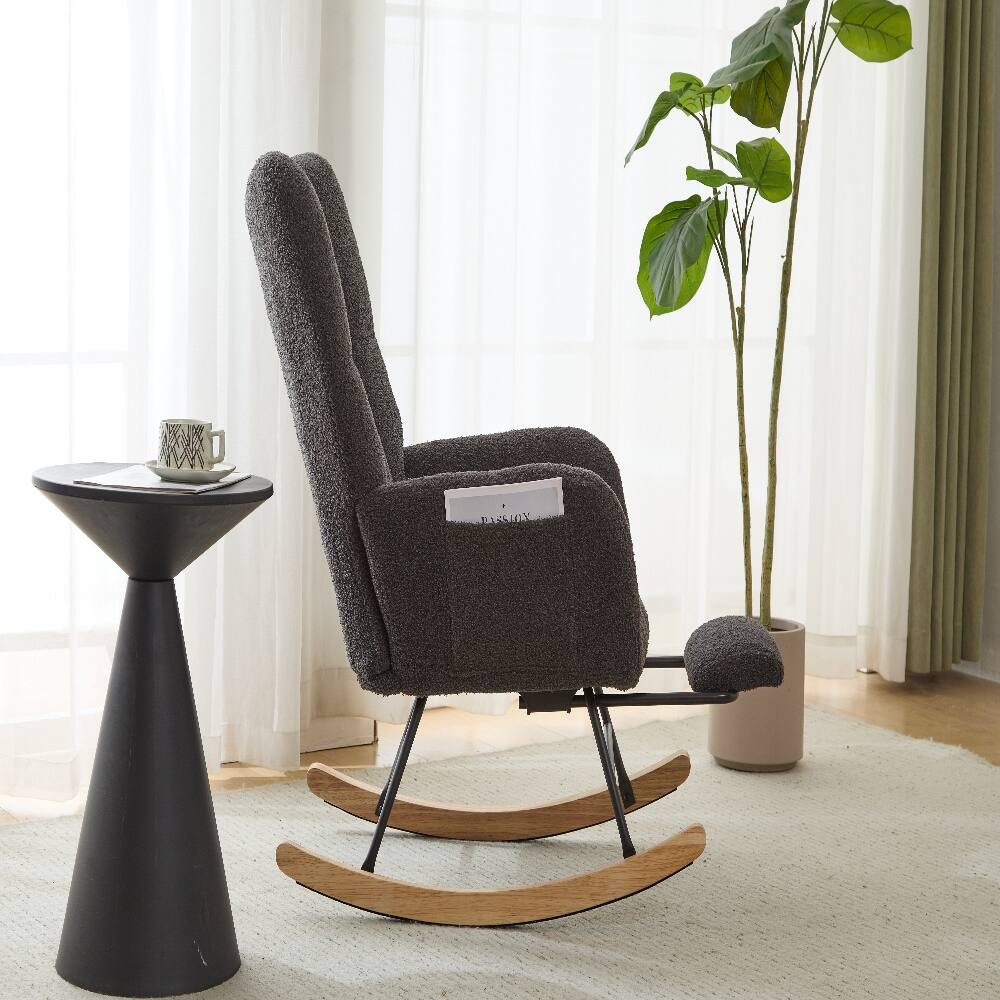 Alt View 7. Loheer - Loheer Teddy Fabric Nursery Glider Rocker with Ottoman Grey - Grey.