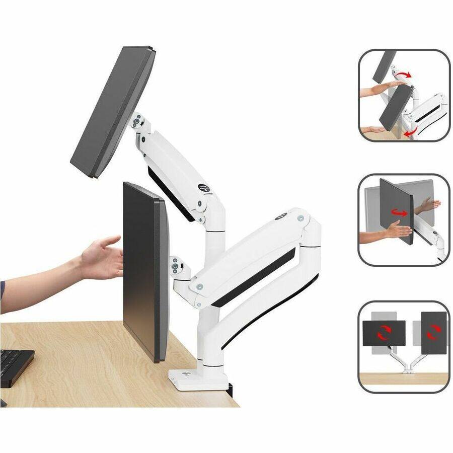 Alt View 1. SIIG - Dual Monitor Desk Mount with USB and Audio Ports - White.