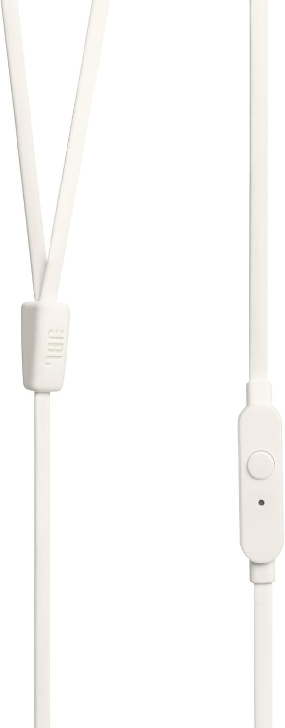Angle. JBL - JBL TUNE 110 WHITE In-Ear Tangle-Free Wired Headphones (White).