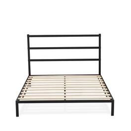 East West Furniture - Fulton Queen Platform Bed with 5 Metal Legs - Magnificent Bed in Powder Coating Color - Black