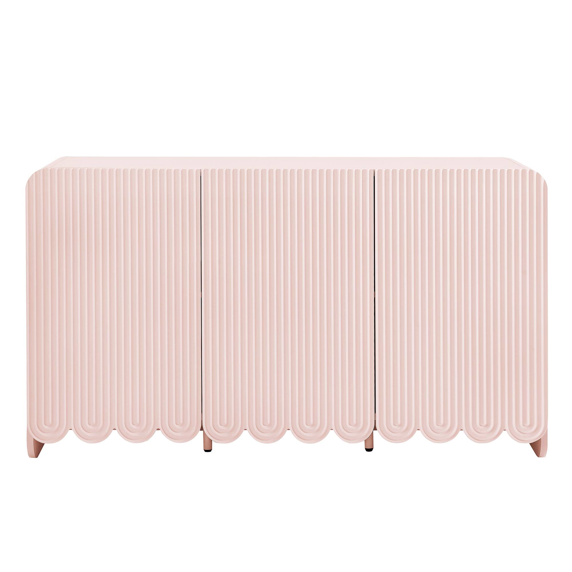Dahlia Fluted and Scalloped Sideboard Storage Cabinet by Modway Soft Pink
