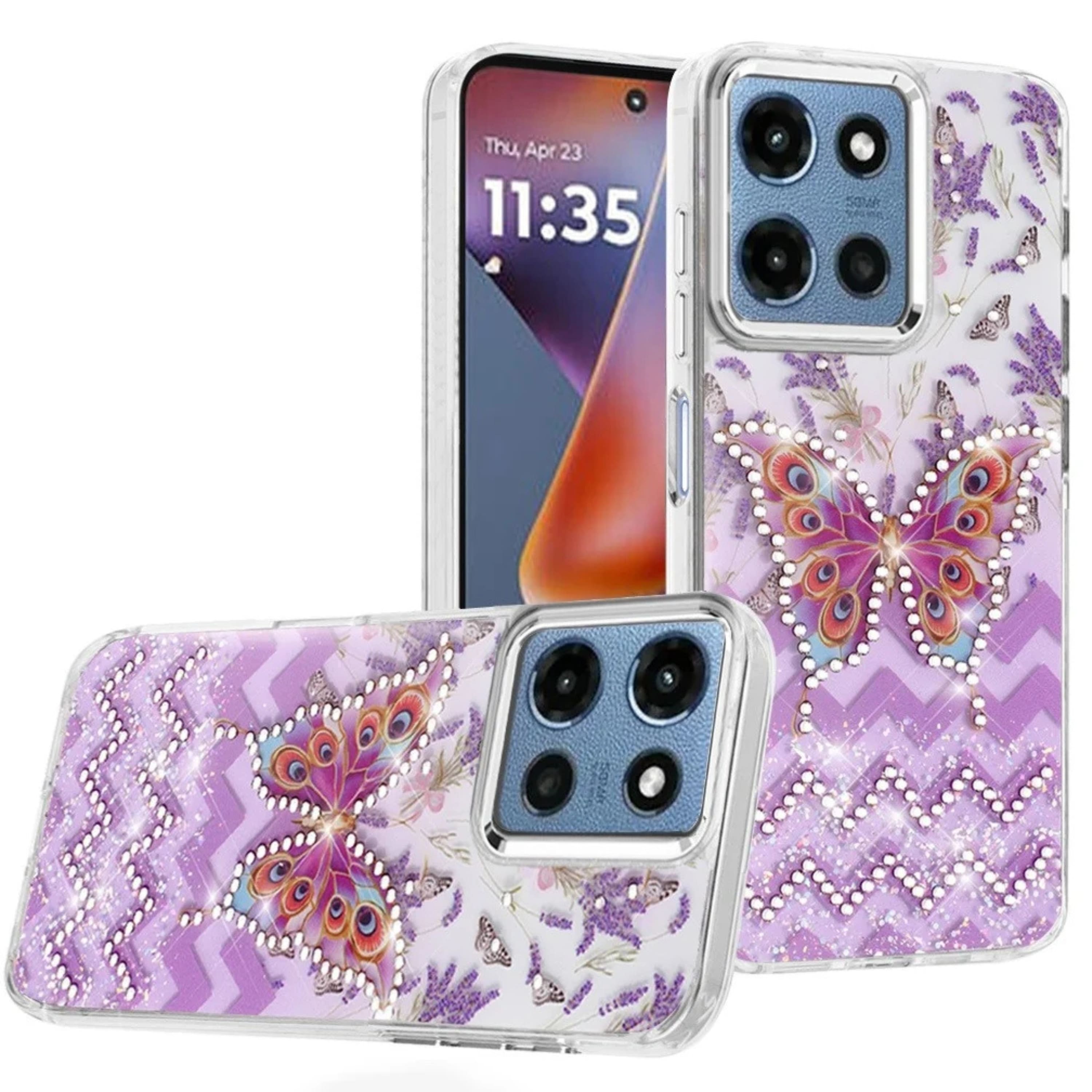 Kitcheniva - Colorful Jewel Design Resin Case With Tempered Glass For Moto G 2025 2026 G Play 2026 - Purple price history on PriceWatchPro