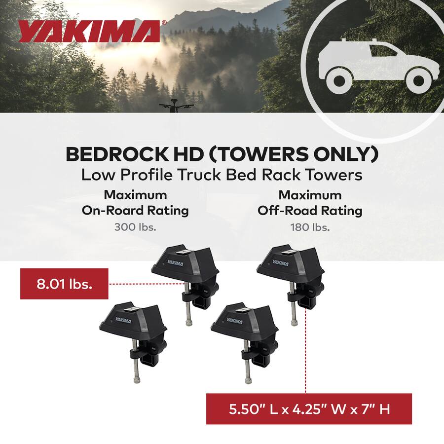 Turck Bad Rack Yakima BedRock HD Low Profile Truck Bed Rack Towers for HD Bar Crossbar ...