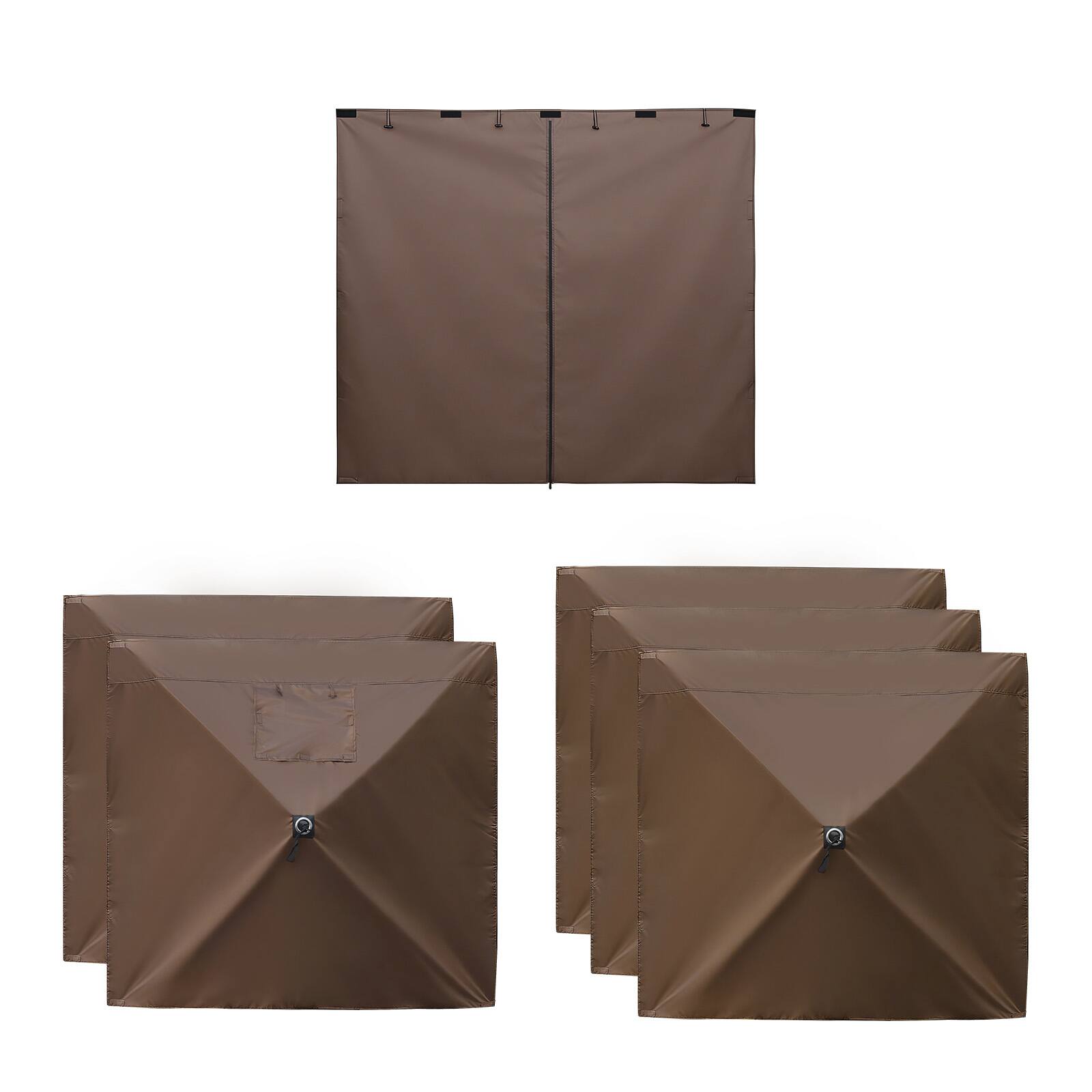 Alt View 5. VEVOR - Canopy Sidewalls, 5.67 x 4.85 ft, Canopy Tent Walls with Waterproof and Sunlight Protection, 1 Zippered Door - Brown.