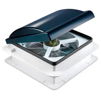 Front. Hike Crew - 14” RV Roof Vent Fan, 12V Intake & Exhaust Manual Camper Fan - Smoked Lid - Smoked.