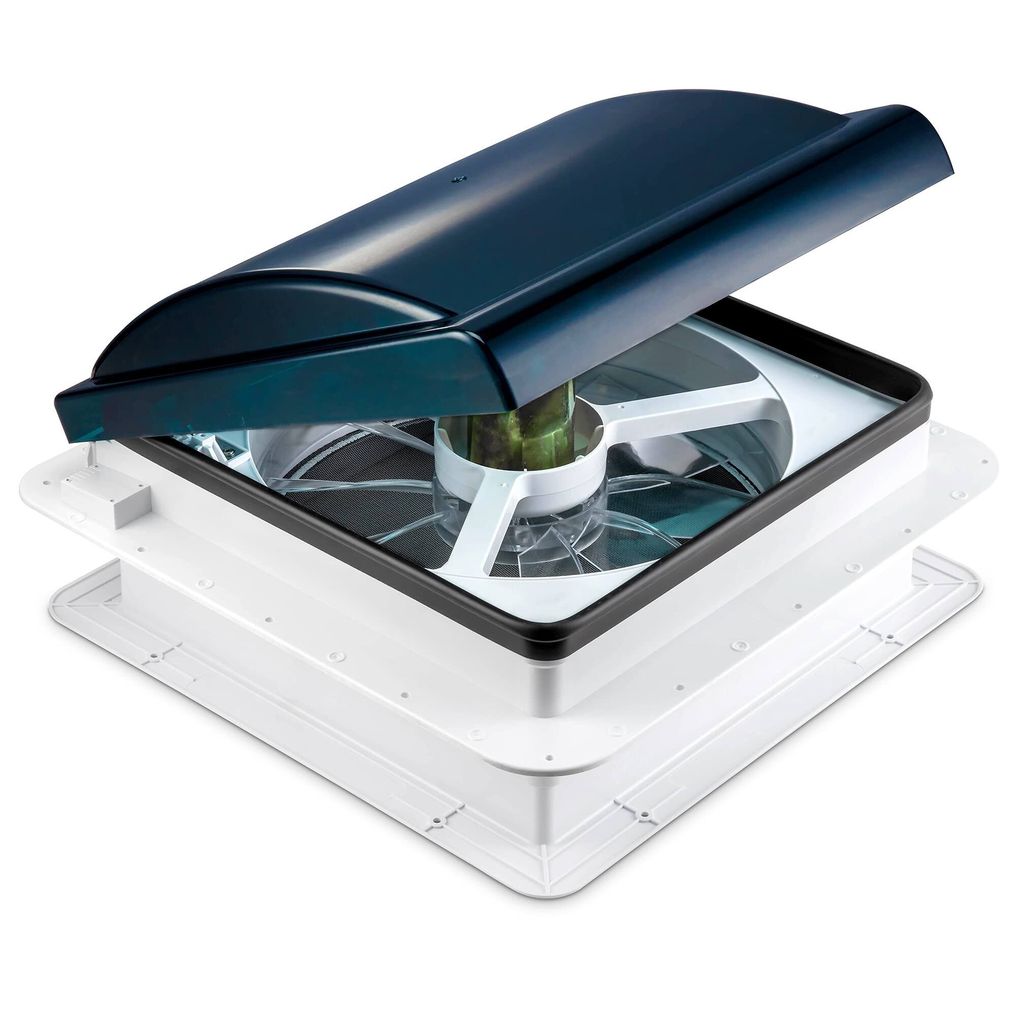 Front. Hike Crew - 14” RV Roof Vent Fan, 12V Intake & Exhaust Manual Camper Fan - Smoked Lid - Smoked.