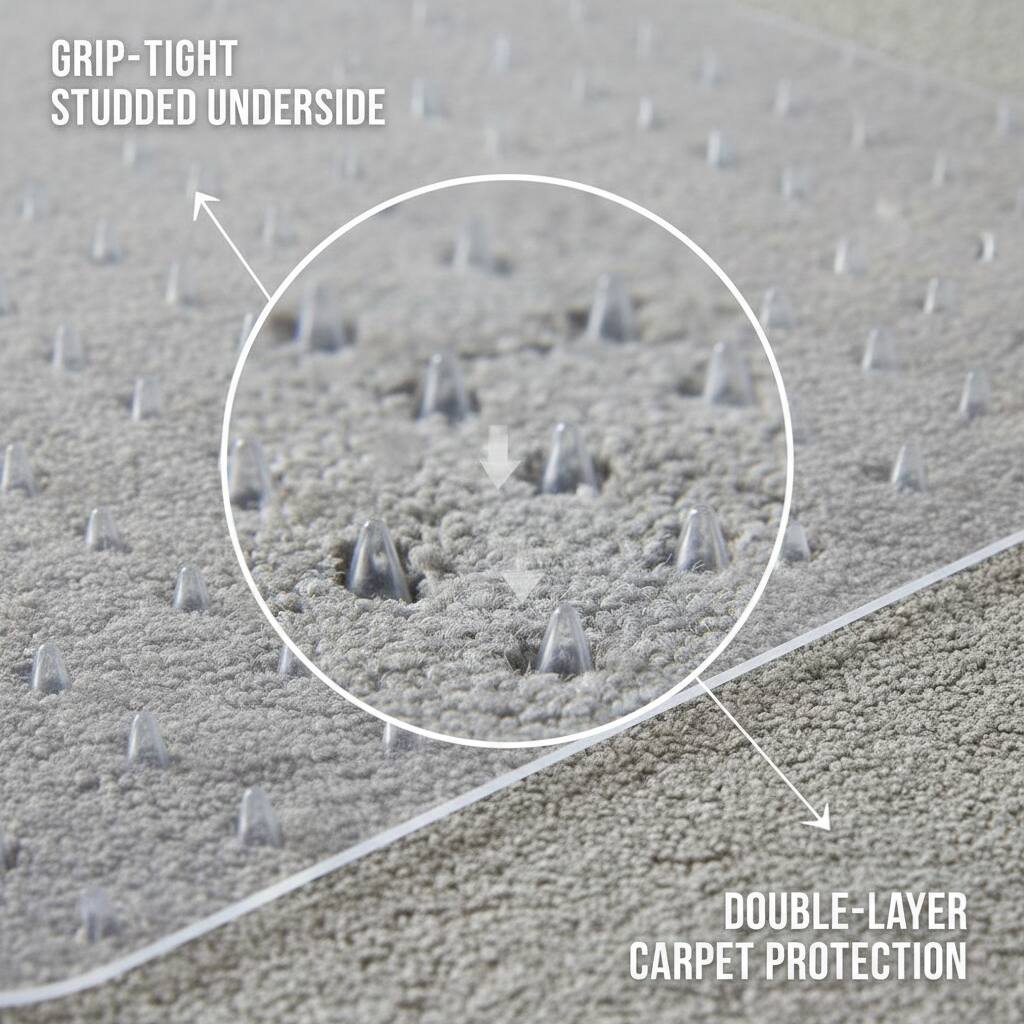 GRIP-TIGHT STUDDED UNDERSIDE  
DOUBLE-LAYER CARPET PROTECTION
