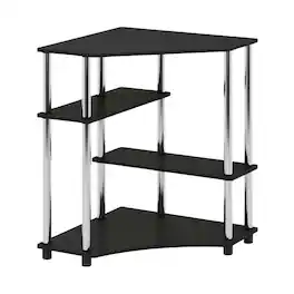 BisonOffice - Corner Desk With Shelves In And Stainless Steel For Home Office Use - Brown