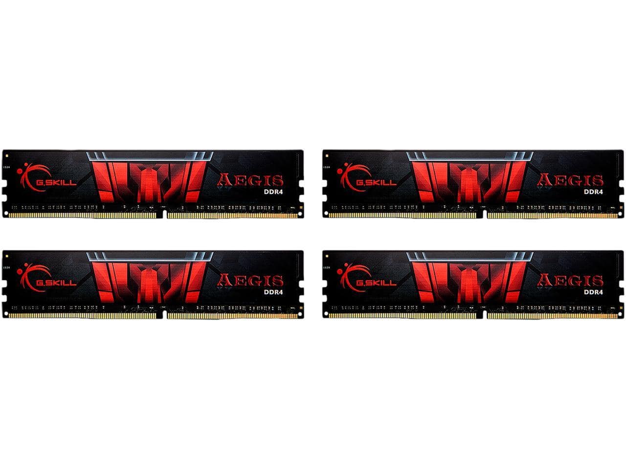G.SKILL - Aegis 32GB (4 x 8GB) DDR4 3200 (PC4 25600) Memory Kit Model F4-3200C16Q-32GIS - Black/Red