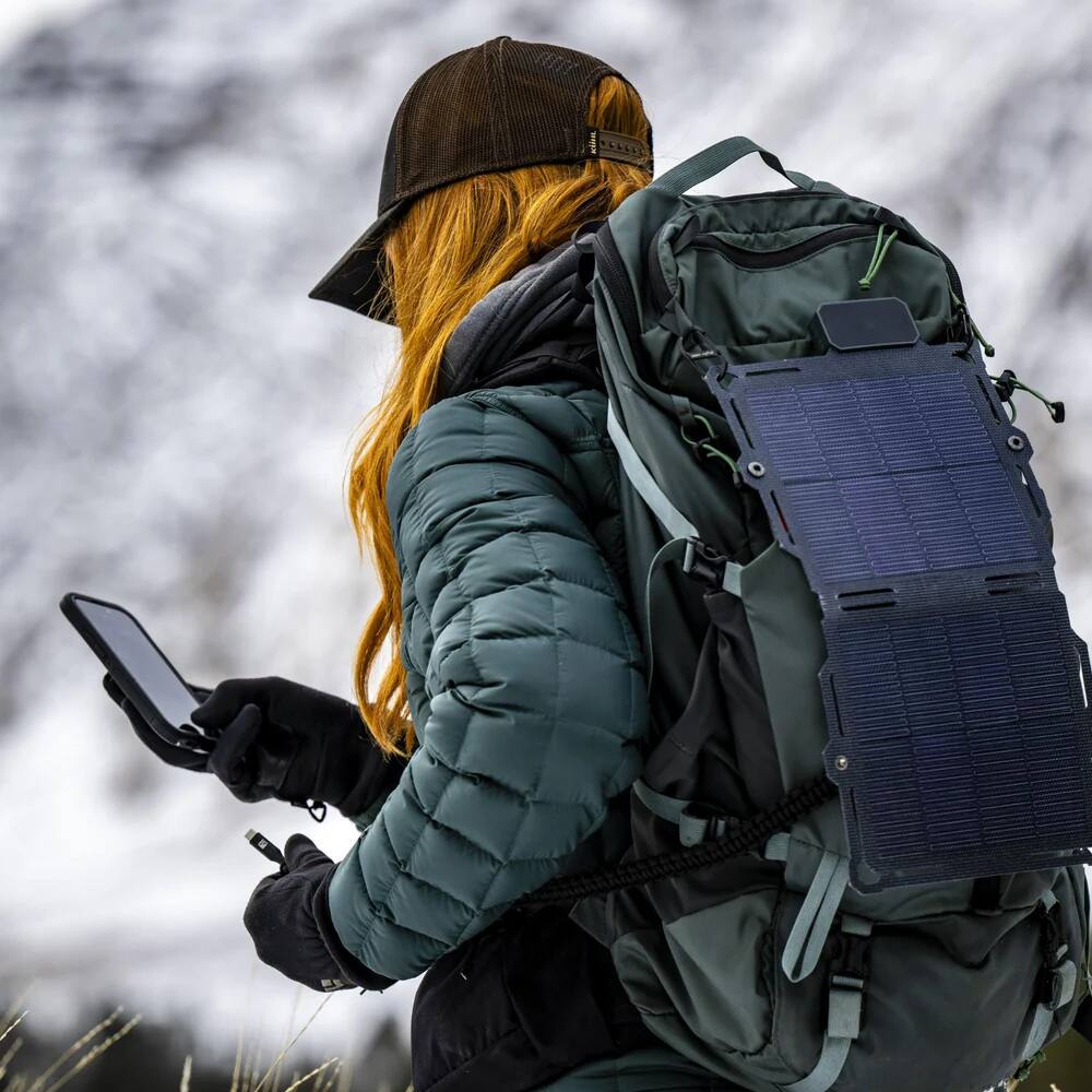 Alt View 4. Dark Energy - Poseidon Nano 3,000mAh MagSafe Compatible Power Bank with Spectre 8W Solar Panel - Solar Generator System for Camping - Green 8W-Gray.