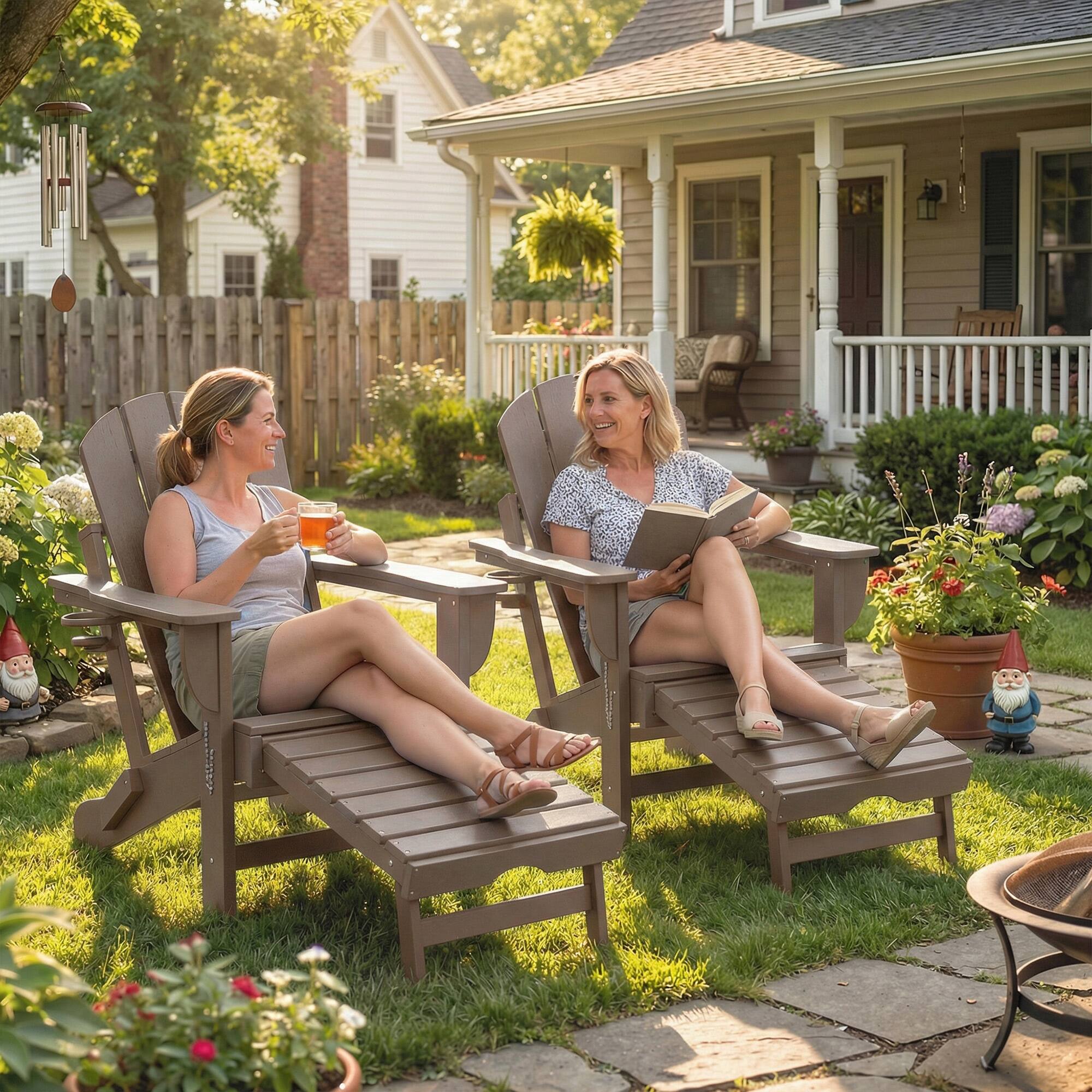 Alt View 7. Homcom - Folding Adirondack Chair Set of 2 - Brown.