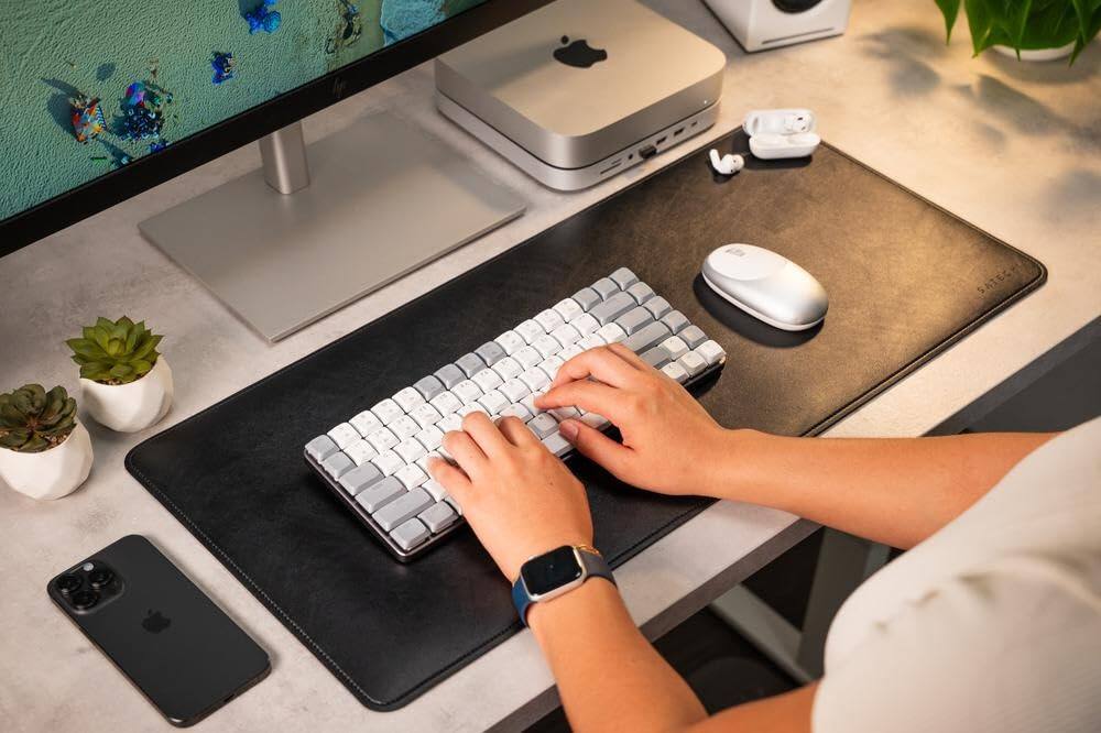 Alt View 5. Satechi - Vegan Leather Desk Mat - Large Mouse Pad 26.8" x 12.4", Scratch & Water Resistant, Easy to Clean - Black.