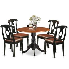East West Furniture - 5 PC Kitchen Table set-Dining Table and 4 Kitchen Chairs - Black & Cherry