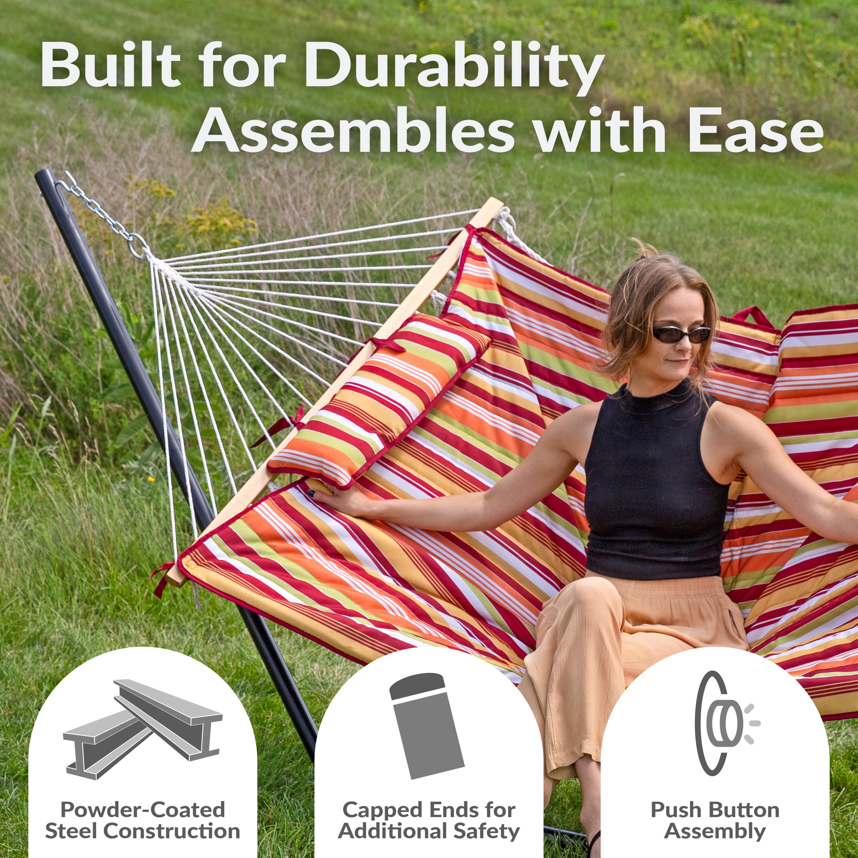 Built for Durability  
Assembles with Ease  

Powder-Coated Steel Construction  
Capped Ends for Additional Safety  
Push Button Assembly