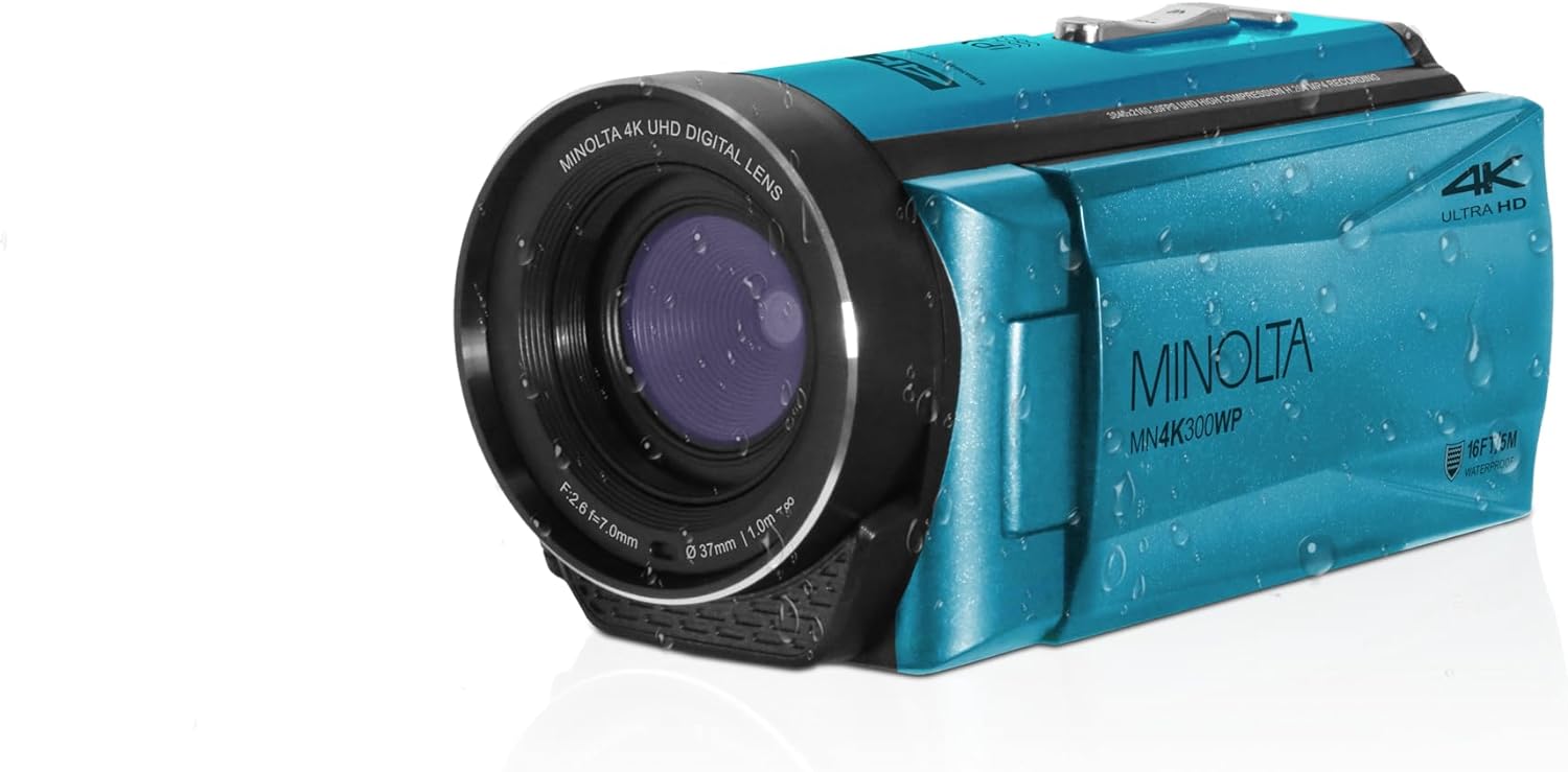 Minolta MN4K300WP 4K Ultra HD / 56 MP Waterproof Camcorder Blue