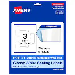 Avery - Avery® Sealing Labels, 5-1/8" x 4", Glossy Paper, 30 Total - White