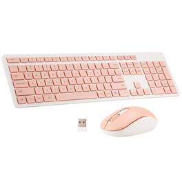 Earthley Blooms - Wireless And Mouse Combo Silent Cordless For Windows Chrome Laptop Computer Pc Desktop 106 Keys Full - Wireless - Pink