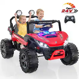ANPABO - XXL 24V Ride on Toys for Big Kids 3-12, 2 Seater Ride on Car, 800W Kids Electric Car with Remote, Rainbow Lights - Red