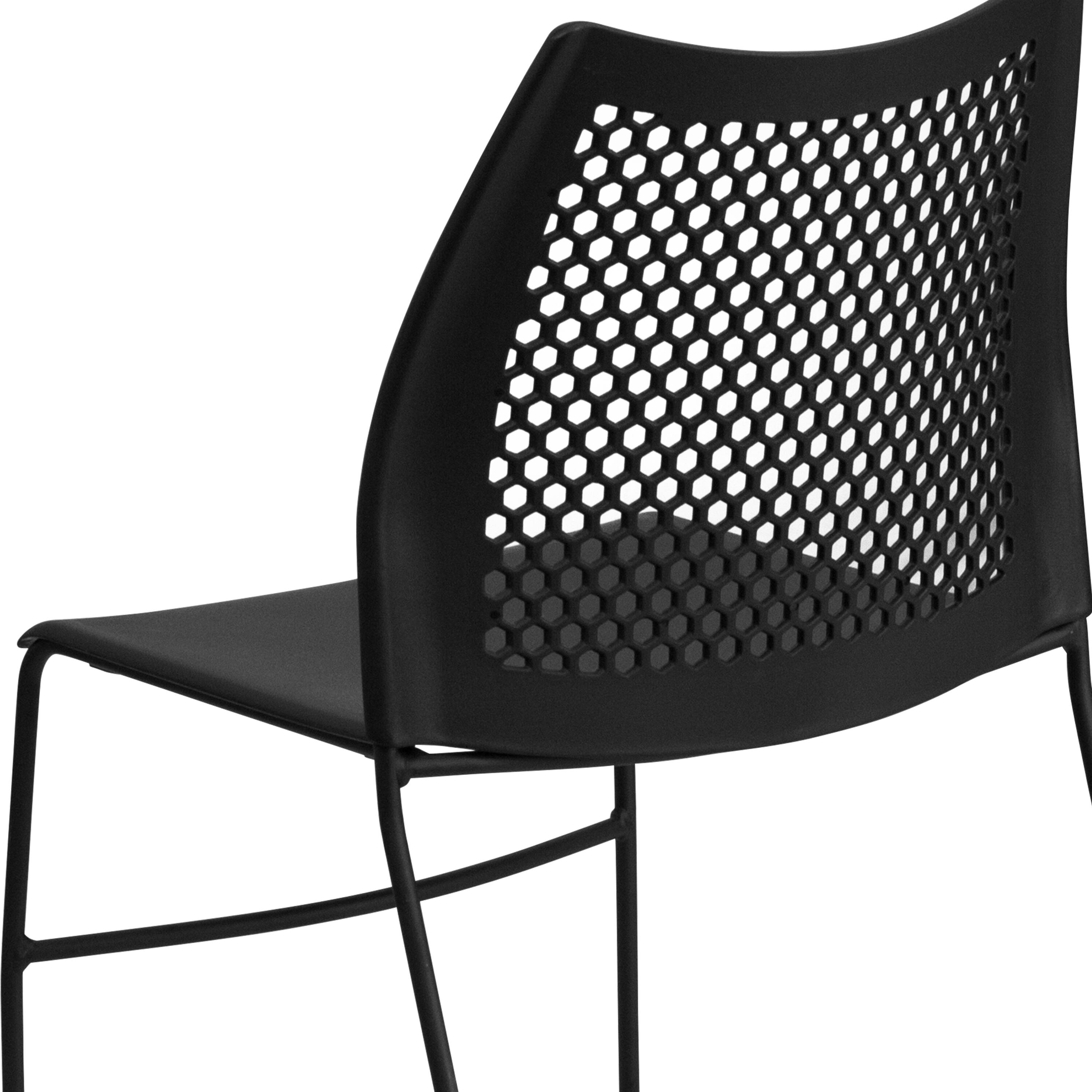 Alt View 9. Emma + Oliver - Home and Office Sled Base Stack Chair with Air-Vent Back - Guest Chair - Black.