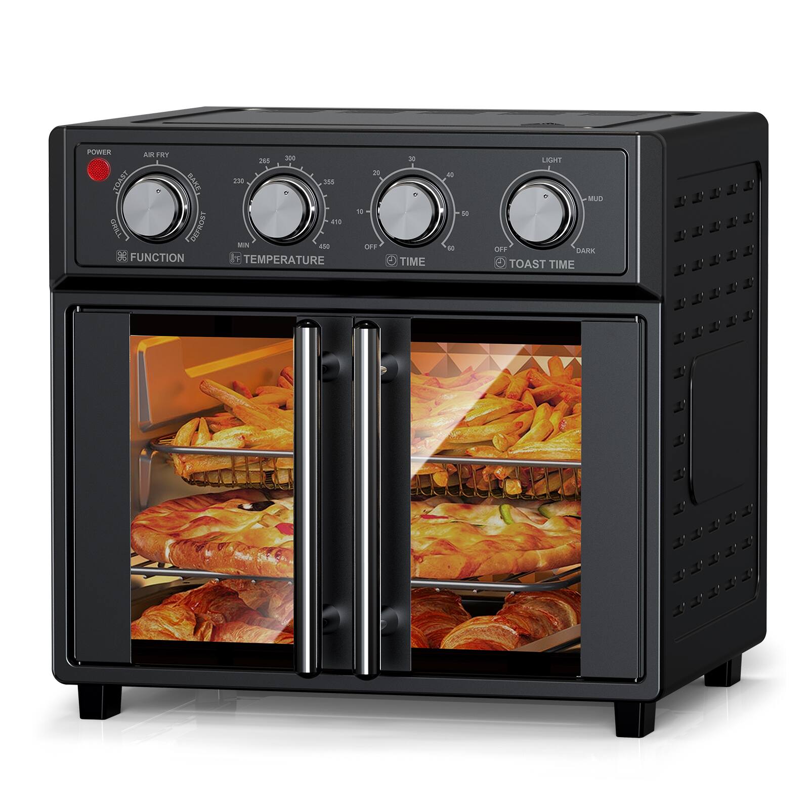 Dexmalle - Dexmalle-26QT Large capacity French Double-Door Air Fryer Convection Toaster Oven - Black