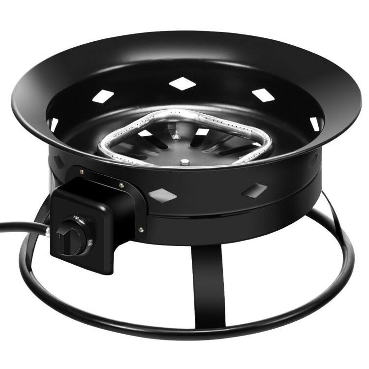 Angle. SlickBlue - Black Metal Propane Fire Pit for Outdoor Use – Portable with Cover and Carry Kit - Black.