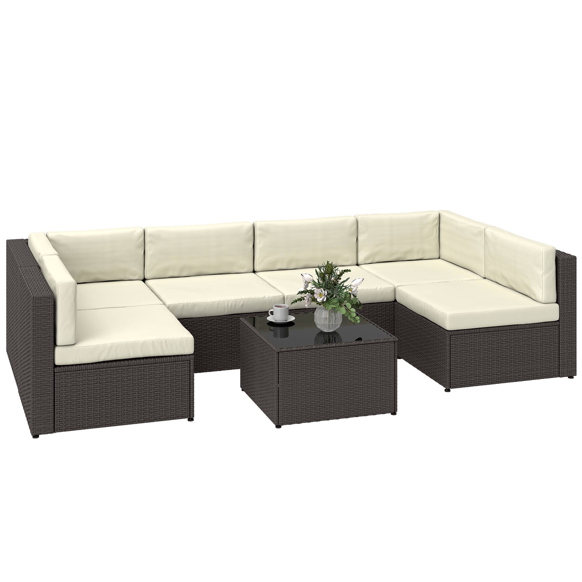 Outsunny - Piece Patio Furniture Set - Cream White