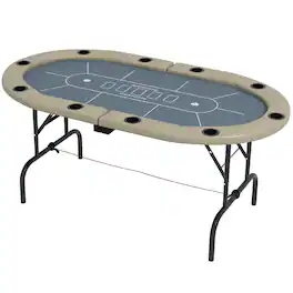 Soozier - Poker Table Blackjack Texas Holdem Poker Game Table with Cup Holders
