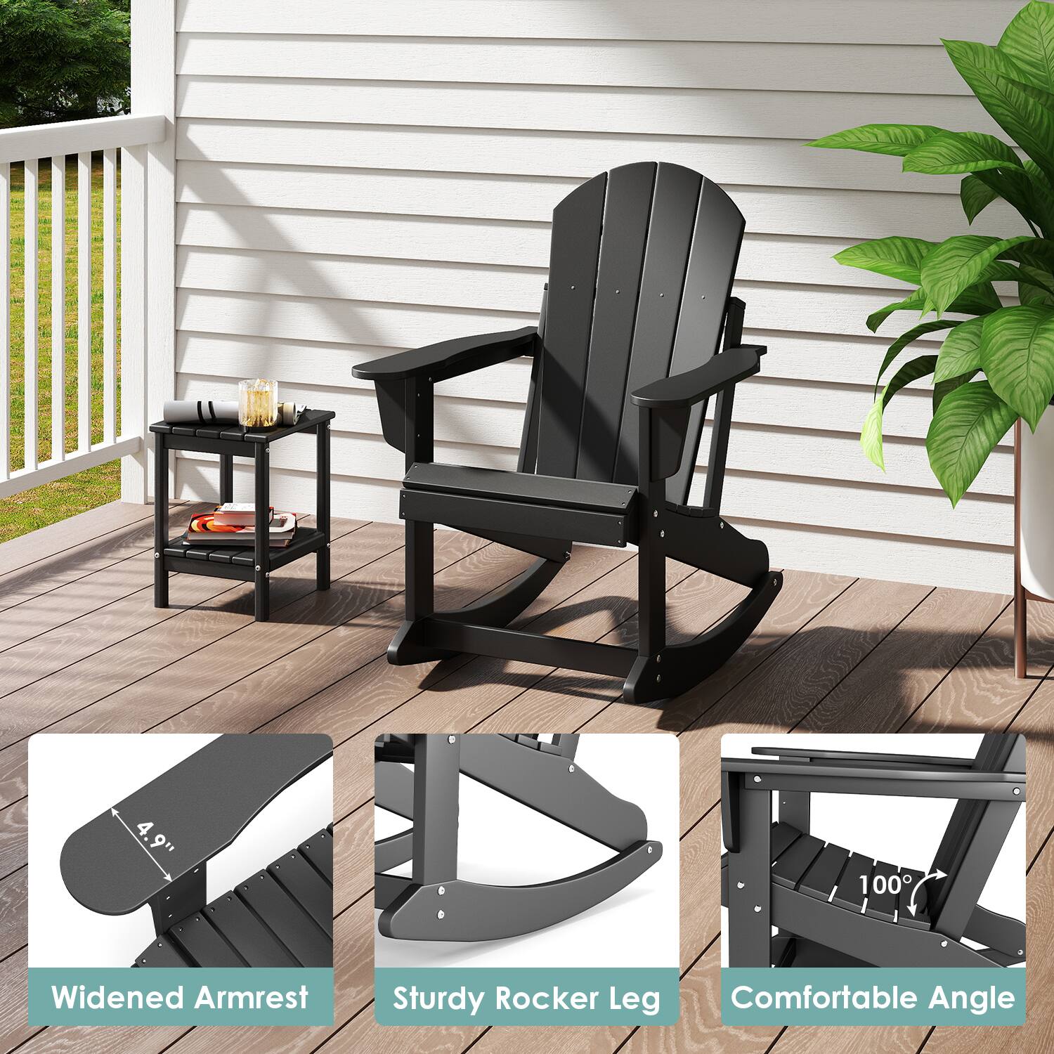 4.9" Widened Armrest  
Sturdy Rocker Leg  
Comfortable Angle