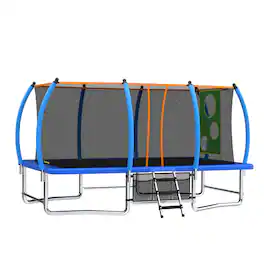 LOVMOR - 8 FT x 14 FT Trampoline with Ladder and Safety Enclosure Recreational Trampoline for Adults