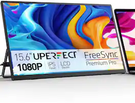UPERFECT - 15.6" FHD Portable Monitor, 125% sRGB, 350Nits, USB-C/HDMI, w/Stand, for Laptop/Phone/Gaming - Black