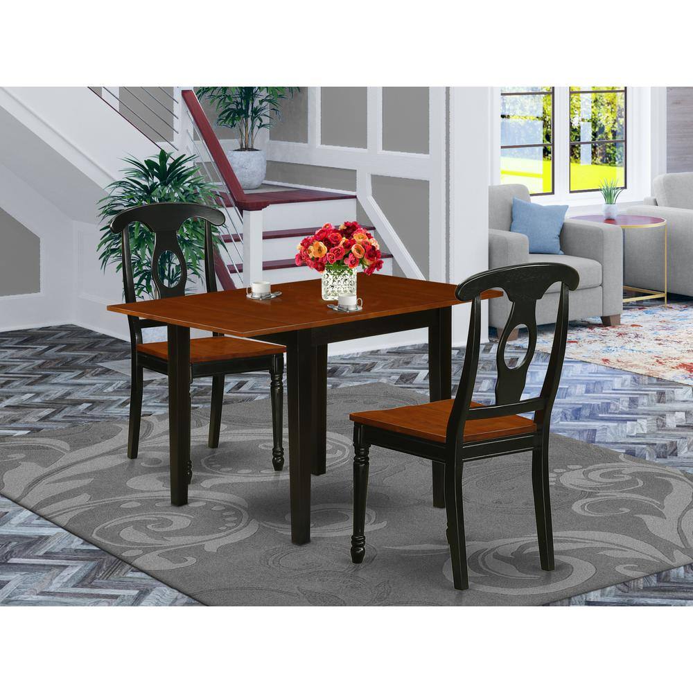 Left. East West Furniture - Dining Room Set Black & Cherry - Brown.