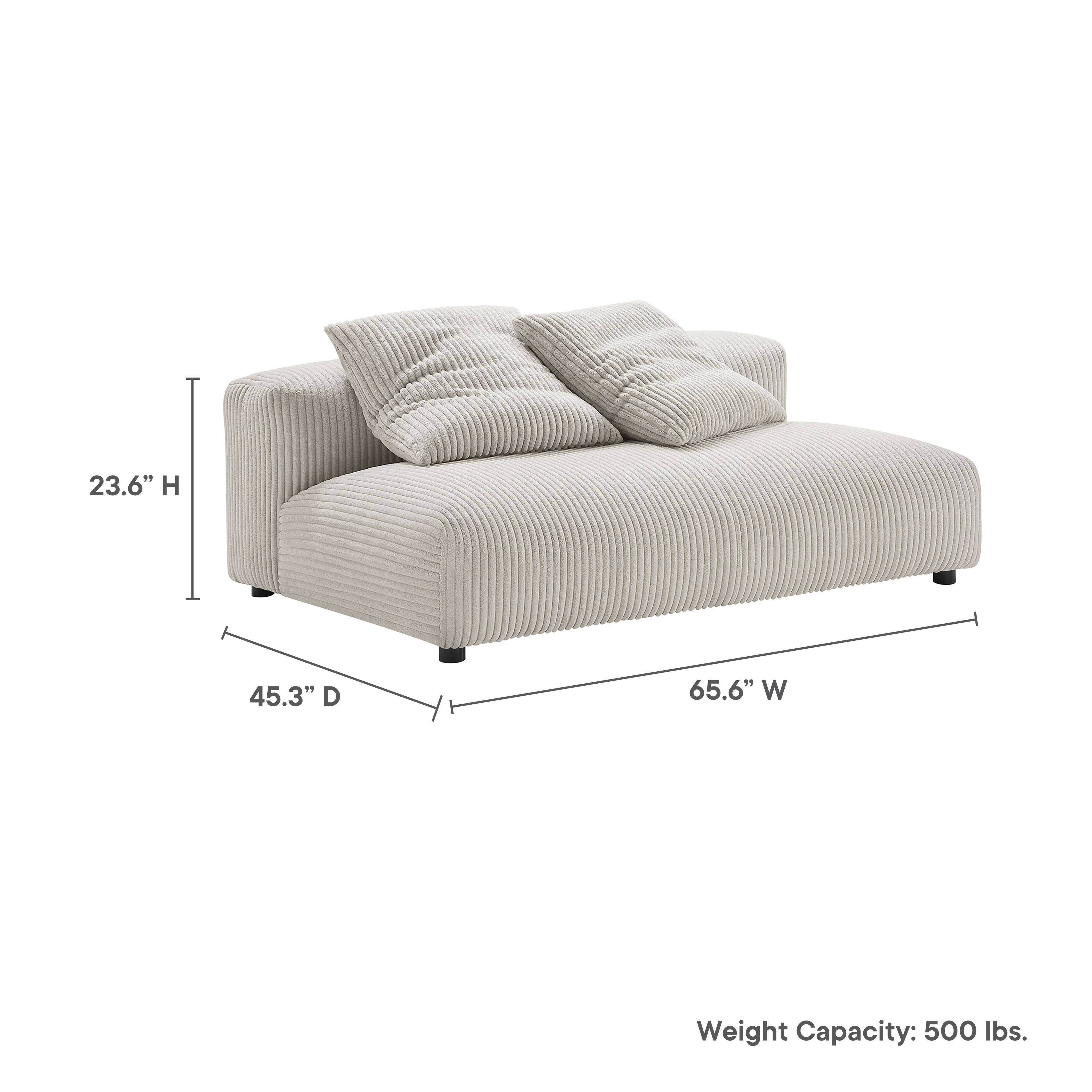 23.6" H 45.3" D 65.6" W  
Weight Capacity: 500 lbs.