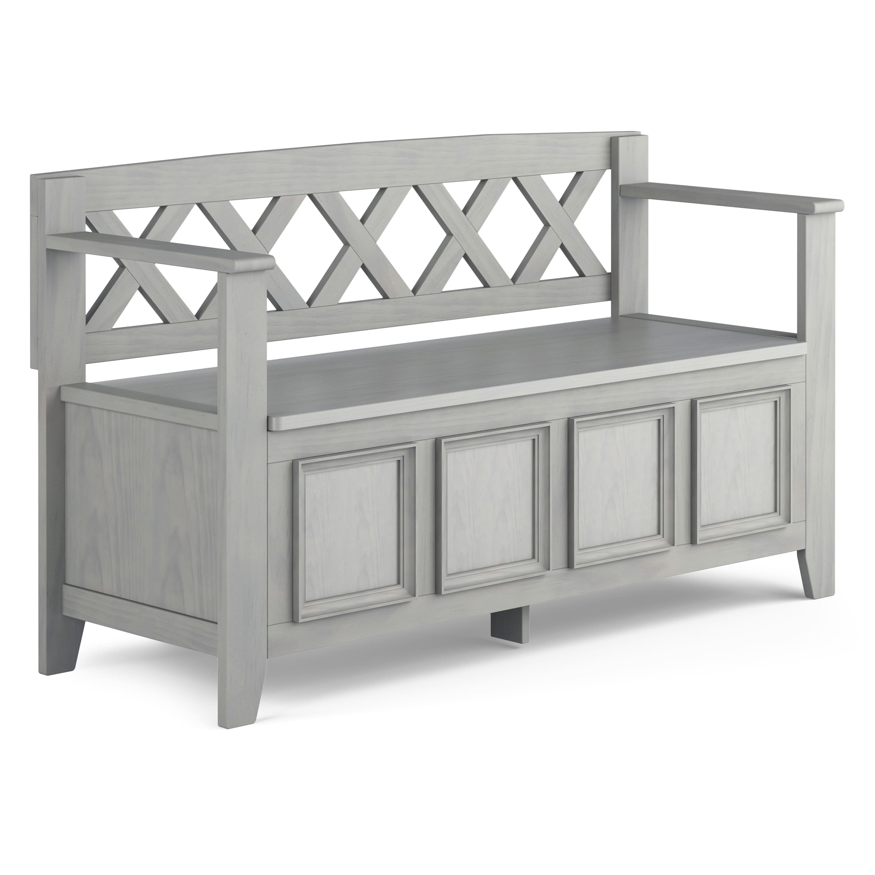 Front. Simpli Home - Amherst Entryway Storage Bench - Fog Grey.